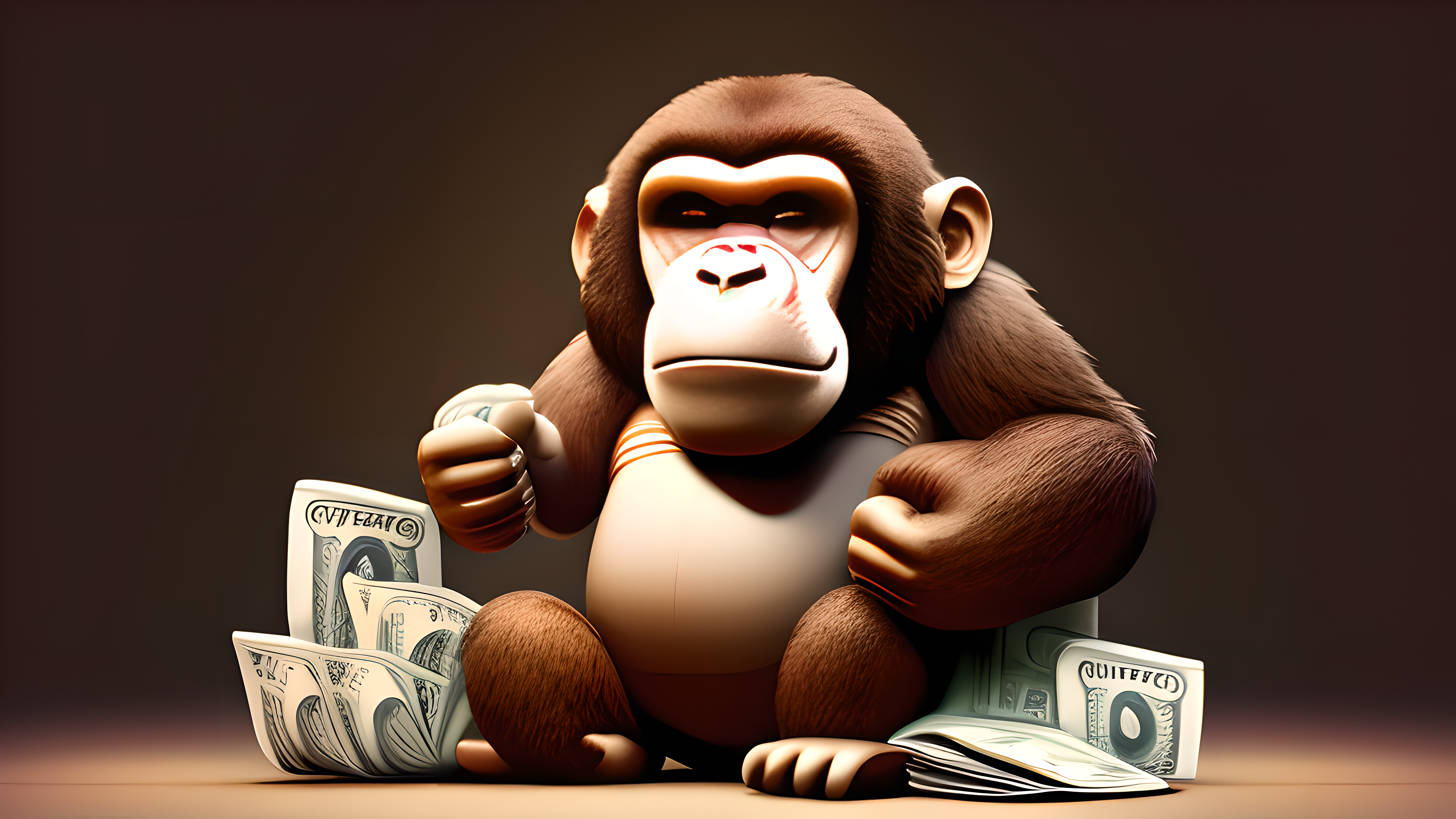 Mailchimp-apina istuu rahakasan päällä